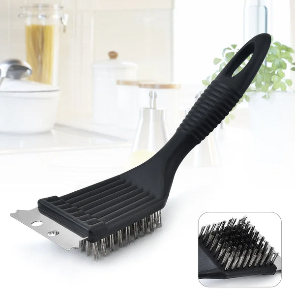Escova para grelha de churrasco, cerdas de fio de aço, escovas de limpeza para churrasco, ferramenta de cozinha durável, kit de gás para churrasco ao ar livre e casa, acessórios